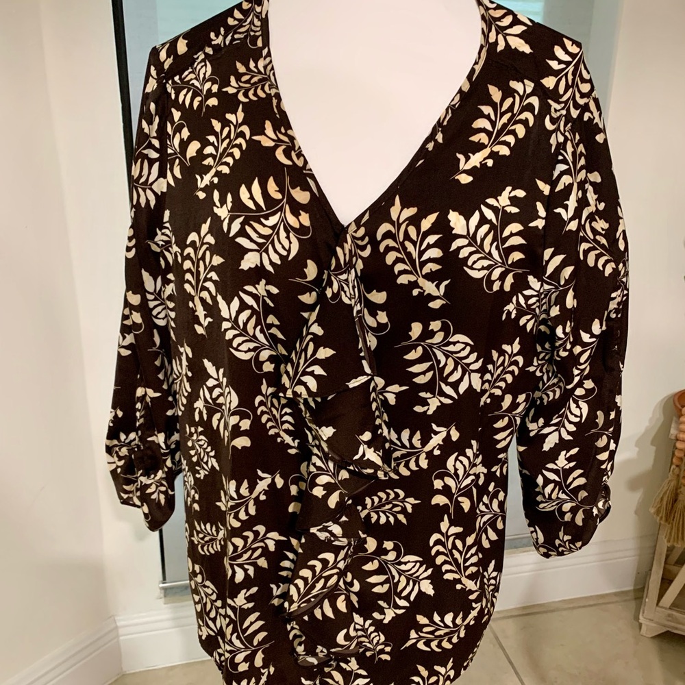 Chico's Brown and Cream Blouse
